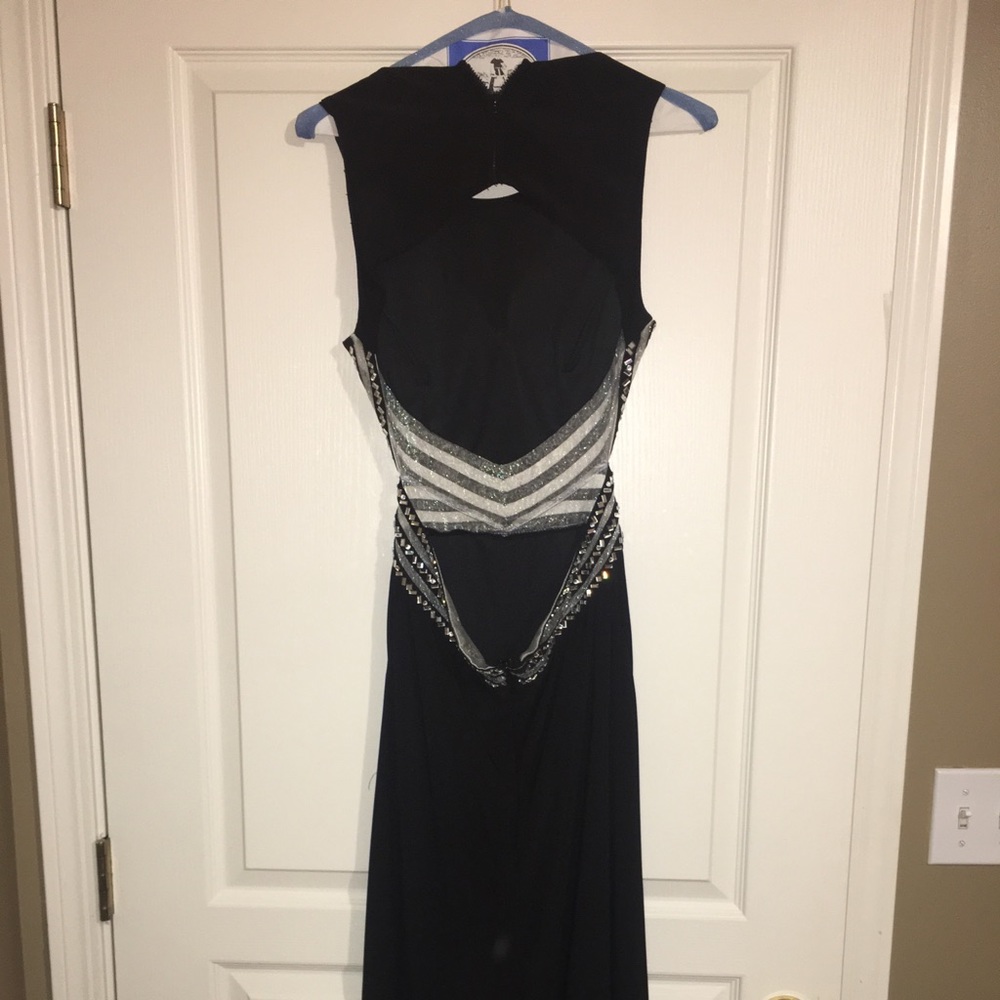 Open back black evening gown